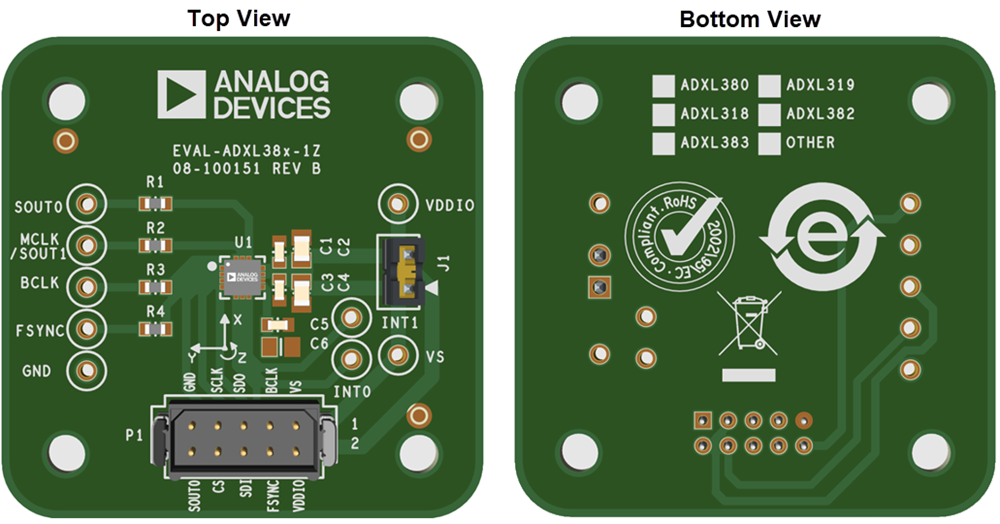 Mechanical Drawing - Analog Devices Inc. EVAL-ADXL-383 Evaluation Boards