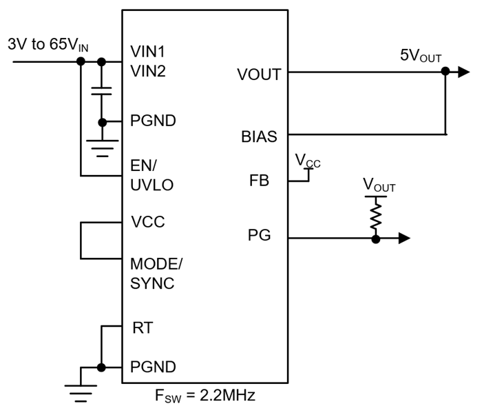 Schematic - Texas Instruments TLVM65030 3A 65V Step-Down Buck Power Module