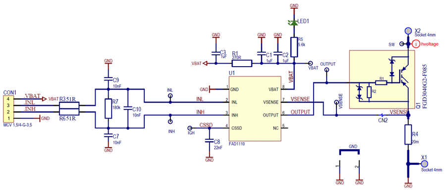 Schematic - onsemi FAD1110EVB Driver Evaluation Board