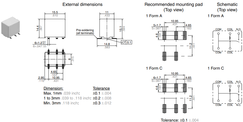 Mechanical Drawing - Panasonic Industry CN-M Relays