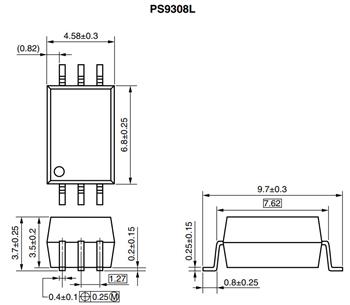 Mechanical Drawing - CEL PS9308 Optocouplers