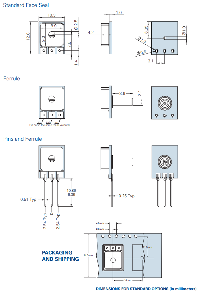 Mechanical Drawing - Merit Sensor TR Series Pressure Transducer