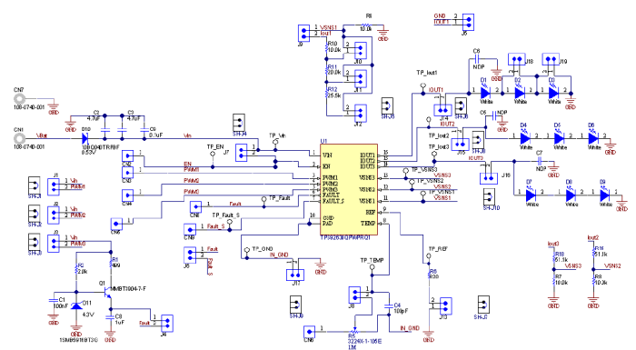原理图 - Texas Instruments TPS92630EVM LED驱动器评估模块 (EVM)
