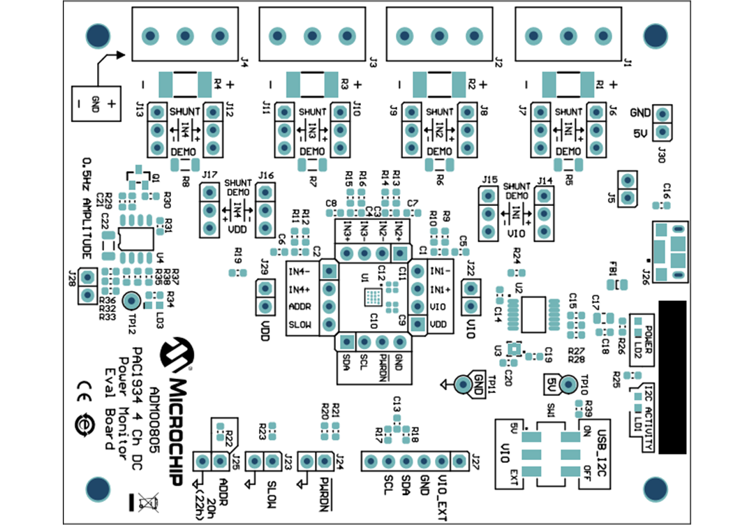 机械图纸 - Microchip Technology ADM00805直流监控器评估板