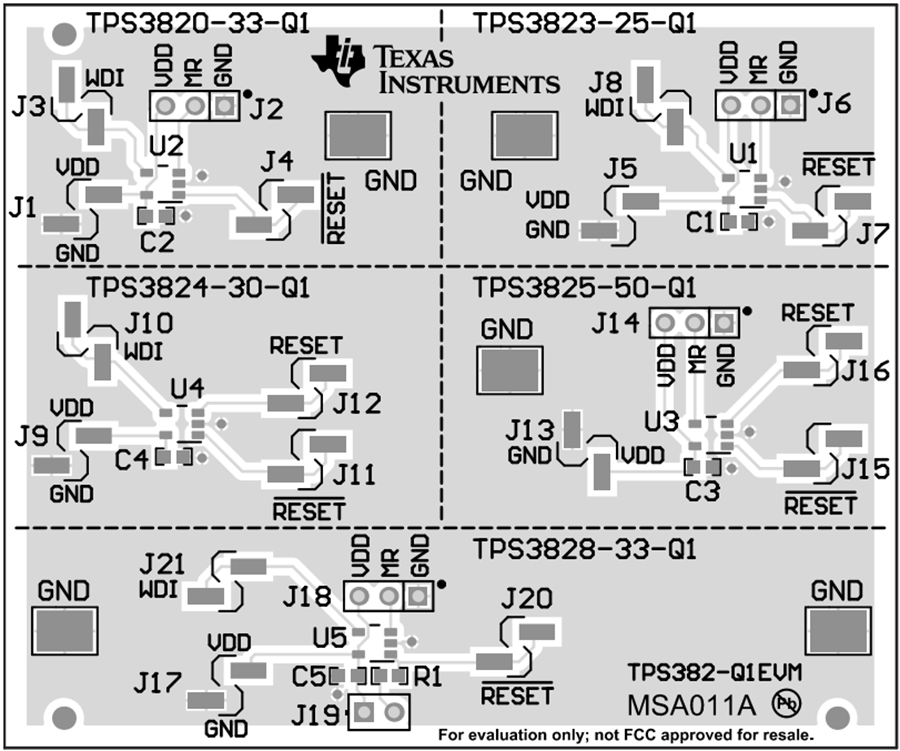 机械图纸 - Texas Instruments TPS382-Q1EVM电压监控器评估模块