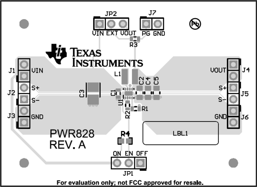 机械图纸 - Texas Instruments TLV62084EVM-828/TLV62084AEVM-828评估模块