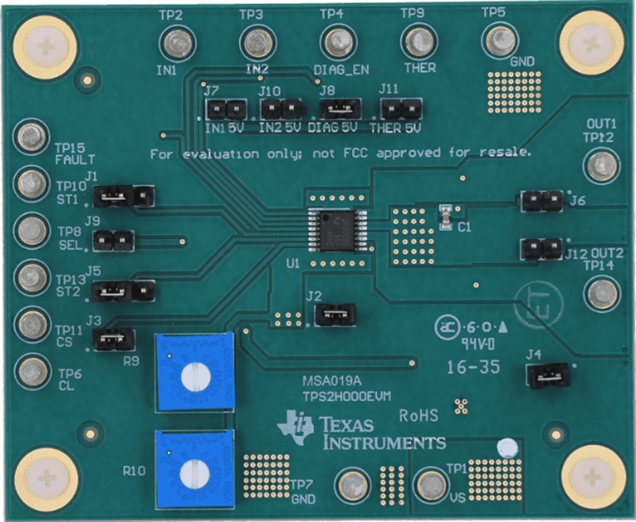 机械图纸 - Texas Instruments TPS2H000-Q1高侧开关评估模块