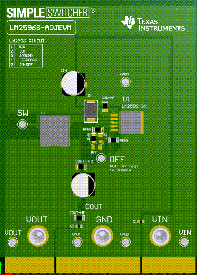 机械图纸 - Texas Instruments LM2596S-ADJEVM评估模块 (EVM)