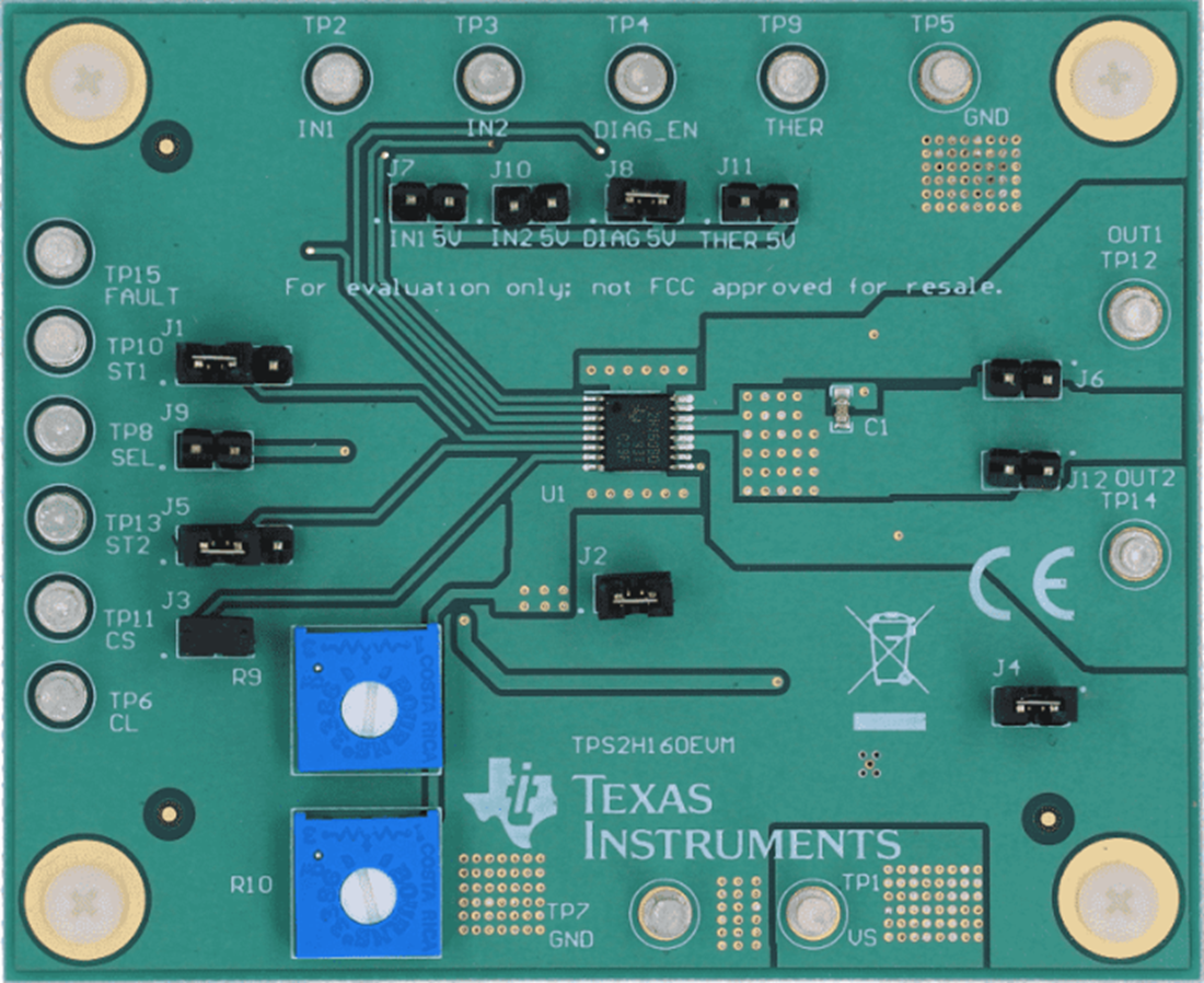 机械图纸 - Texas Instruments TPS2H160-Q1双开关评估模块 (EVM)