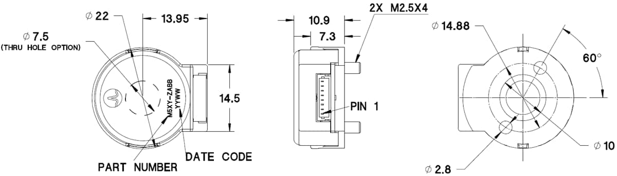 机械图纸 - Broadcom AS22系列套件编码器解决方案