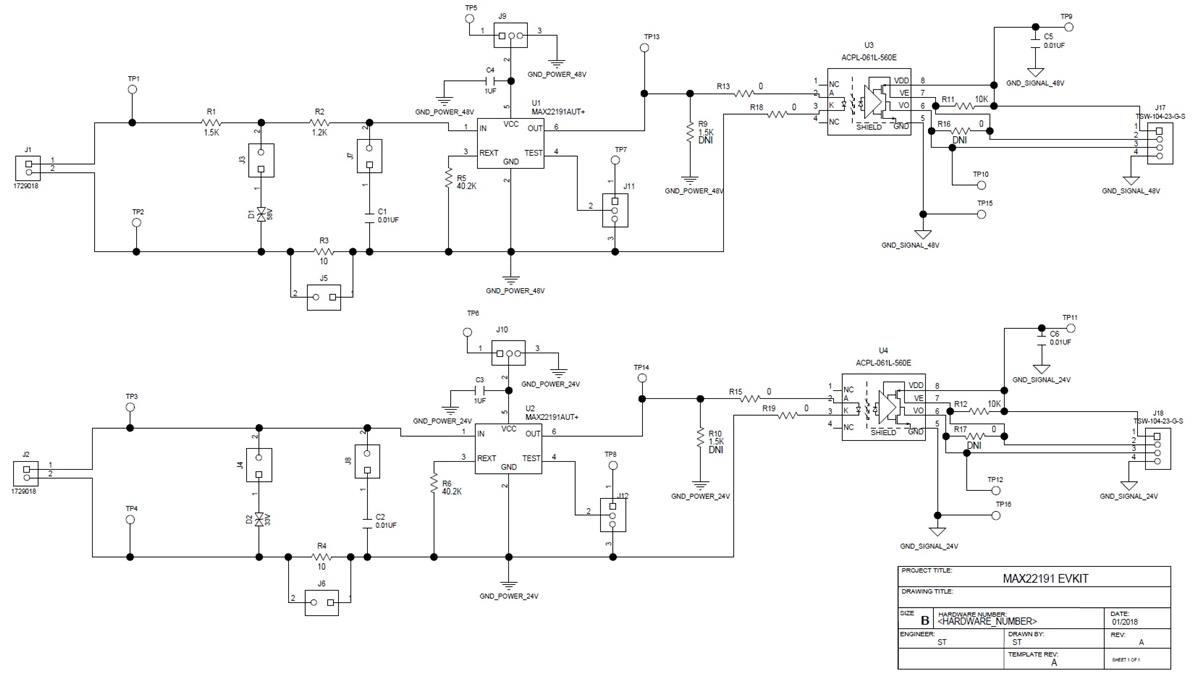 原理图 - Analog Devices / Maxim Integrated MAX22191评估套件