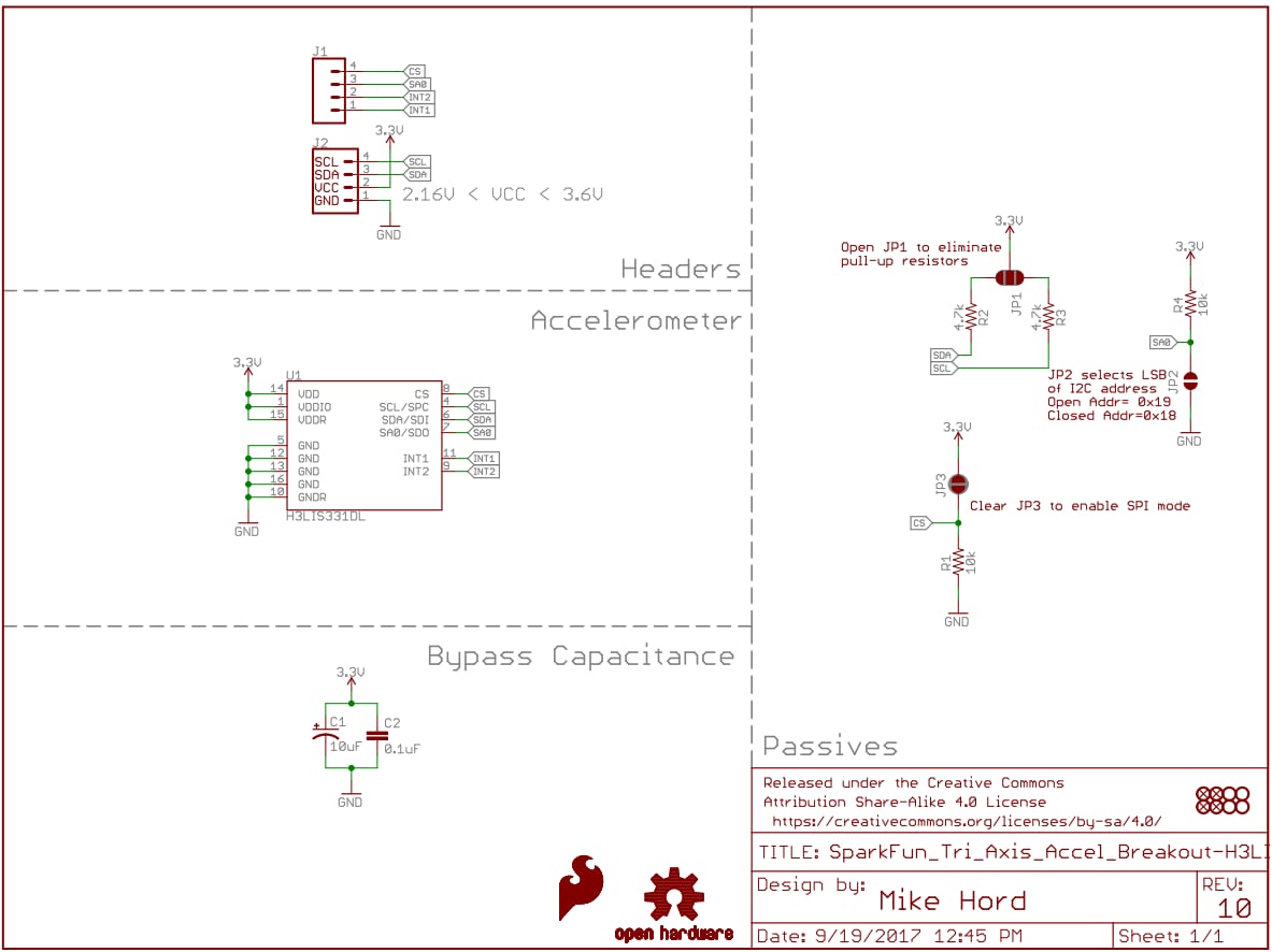 Schematic - SparkFun 三轴加速度计分线板