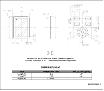 Mechanical Drawing - STMicroelectronics MP23ABx MEMS音頻傳感器