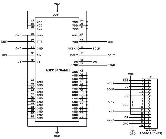 原理图 - Analog Devices Inc. ADIS1647x/PCBZ分线板