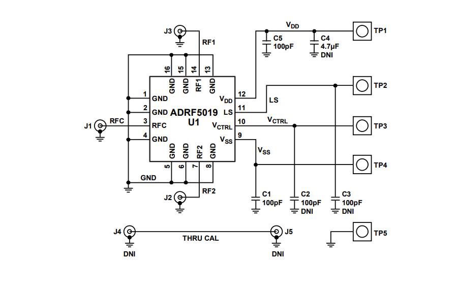原理图 - Analog Devices Inc. EVAL-ADRF5019评估板