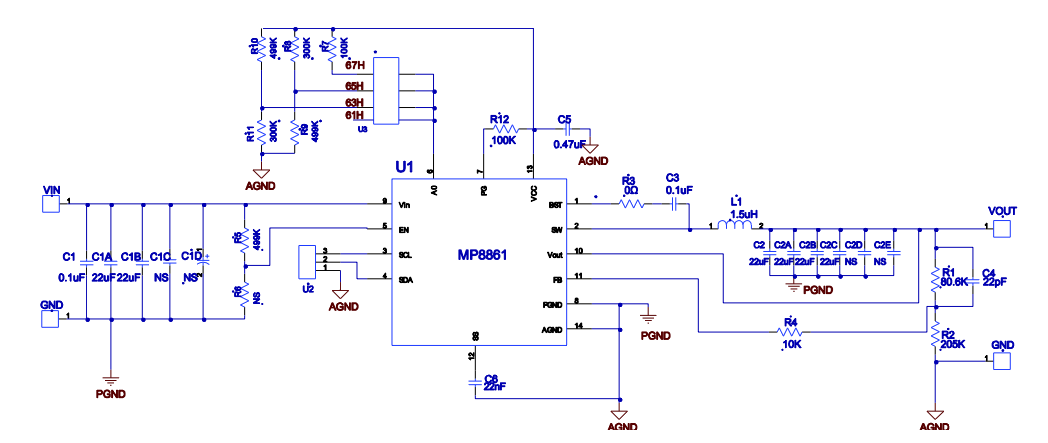 Schematic - Monolithic Power Systems (MPS) EV8861-L-00A Evaluation Board