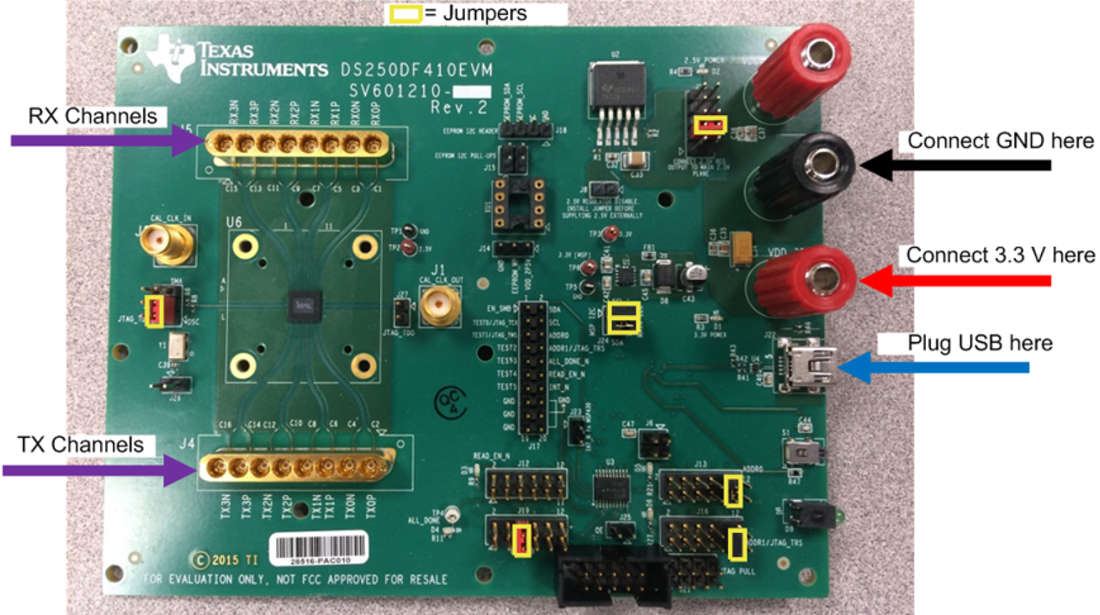 图表 - Texas Instruments DS250DF410EVM重定时器评估模块 (EVM)