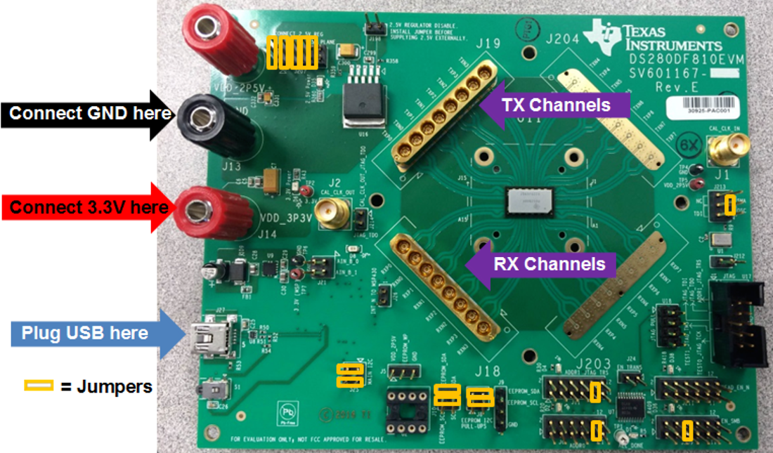 机械图纸 - Texas Instruments DS280DF810EVM重定时器评估模块 (EVM)
