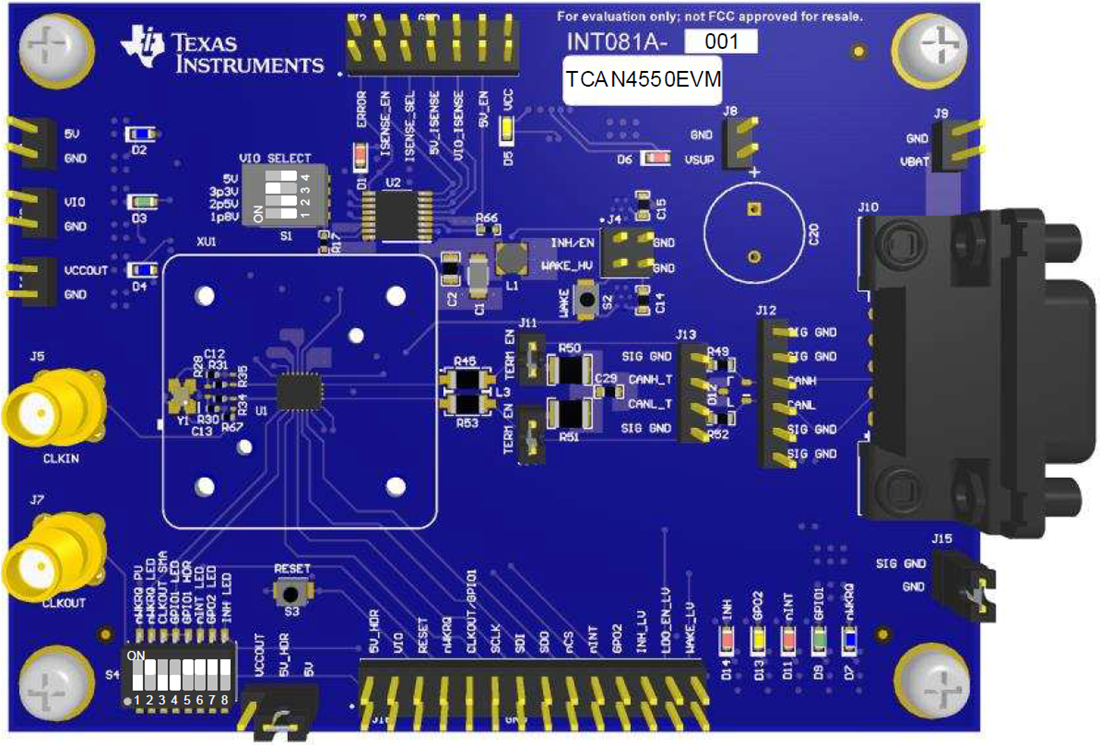 机械图纸 - Texas Instruments TCAN4550EVM控制器评估模块 (EVM)