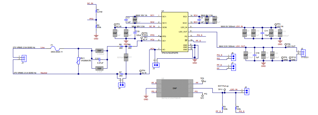 原理图 - Texas Instruments TPS7A78EVM-011评估模块