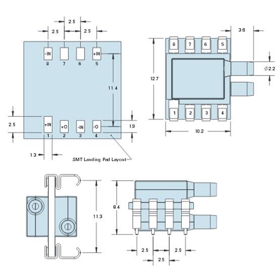 Mechanical Drawing - Merit Sensor LP Uncompensated Pressures Sensor