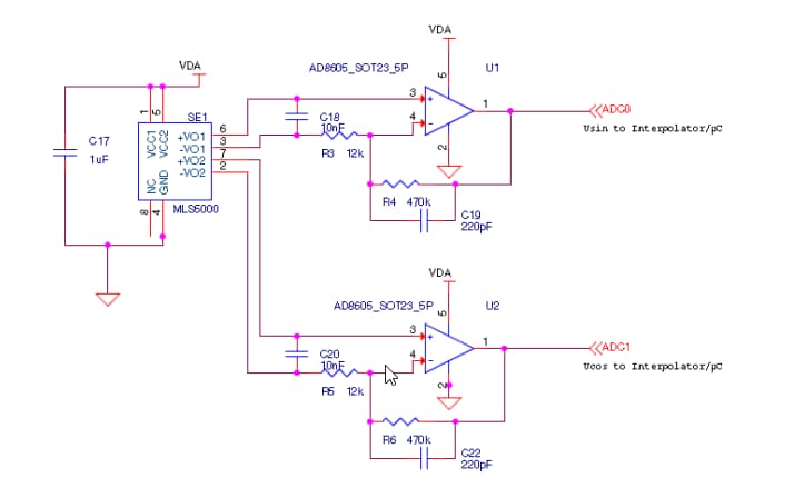 Application Circuit Diagram - TE Connectivity / Measurement Specialties KMXP AMR线性位置传感器