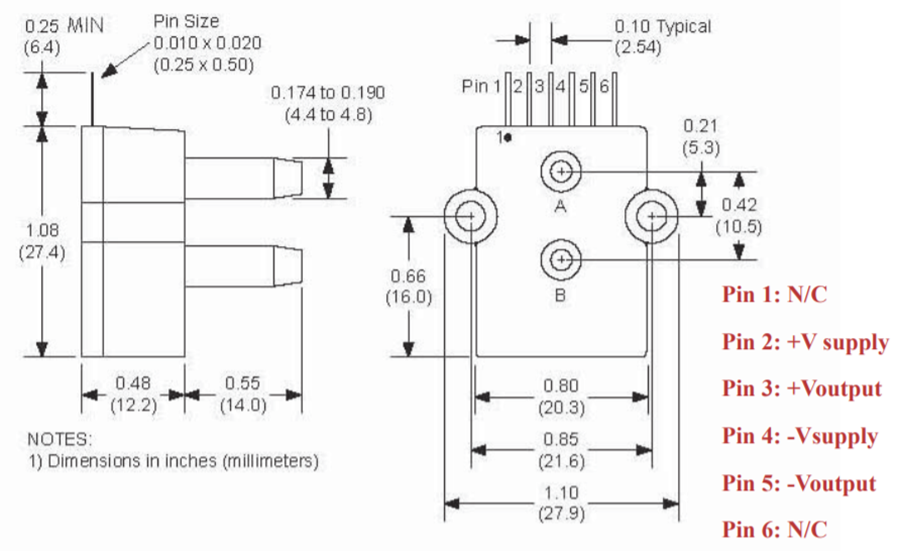 机械图纸 - Amphenol All Sensors ADCX毫伏输出压力传感器