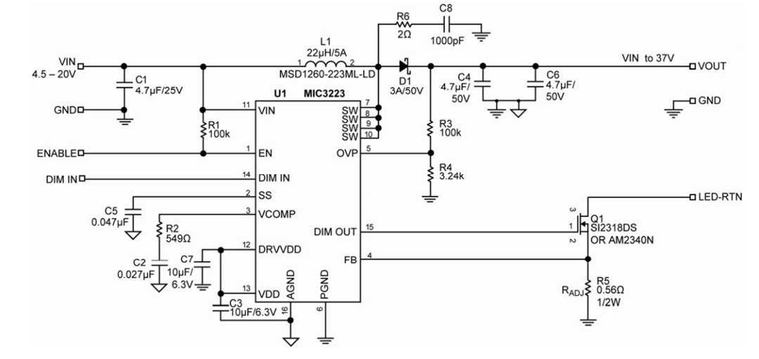 原理图 - Microchip Technology MIC3223评估板 (ADM00939)