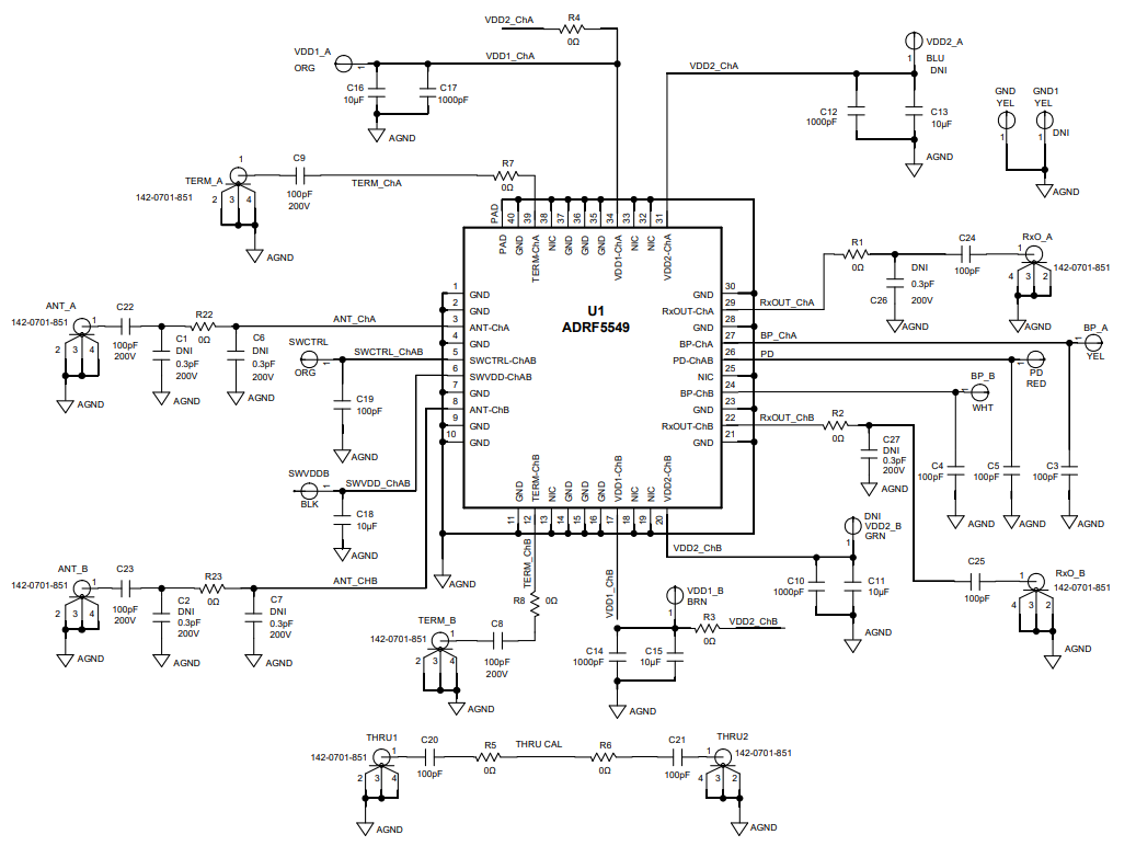 原理图 - Analog Devices Inc. ADRF5549-EVALZ评估板