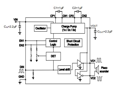 应用电路图 - Diodes Incorporated PAM8904E系列音频放大器