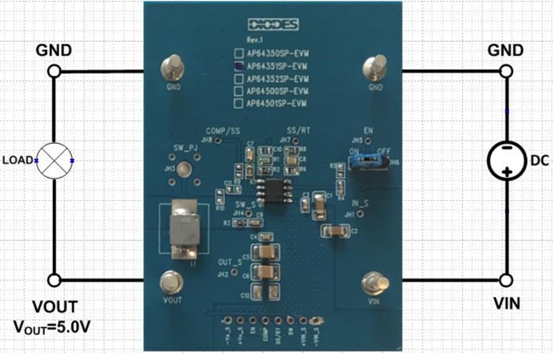 机械图纸 - Diodes Incorporated AP64351QSP-EVM转换器评估板