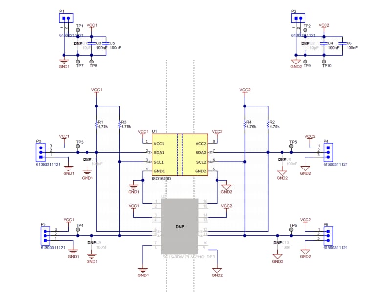 原理图 - Texas Instruments ISO1640EVM评估模块