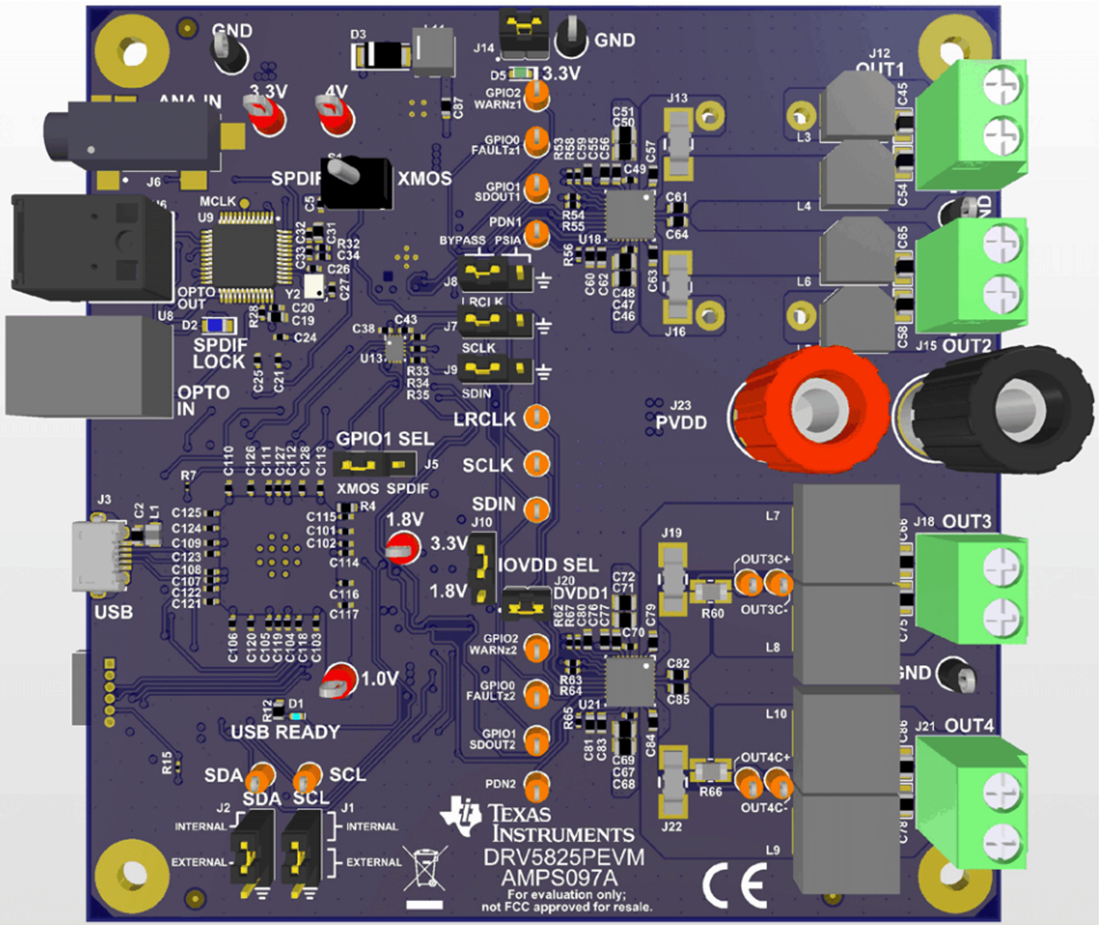 机械图纸 - Texas Instruments DRV5825PEVM放大器评估模块 (EVM)