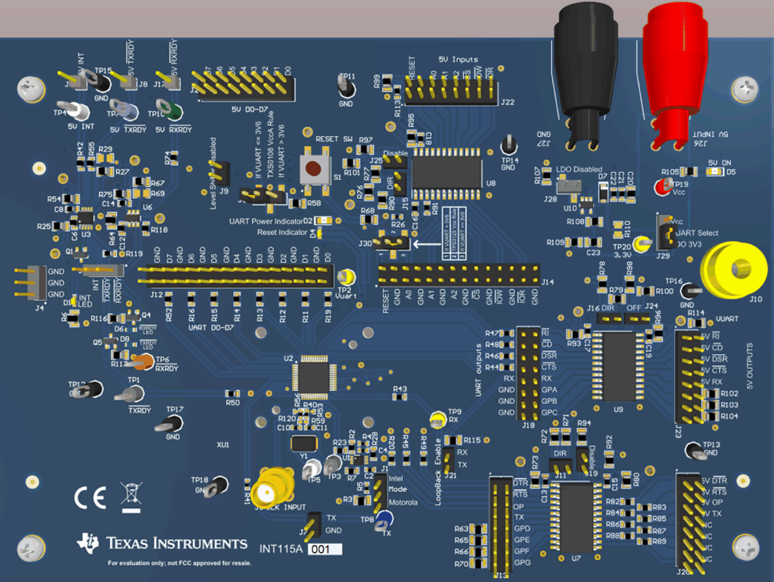机械图纸 - Texas Instruments TL16C750EEVM UART评估模块 (EVM)