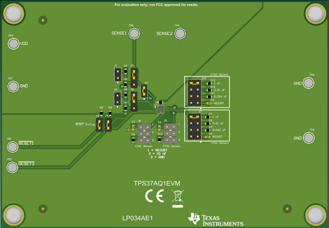 机械图纸 - Texas Instruments TPS37AQ1EVM检测器评估模块 (EVM)