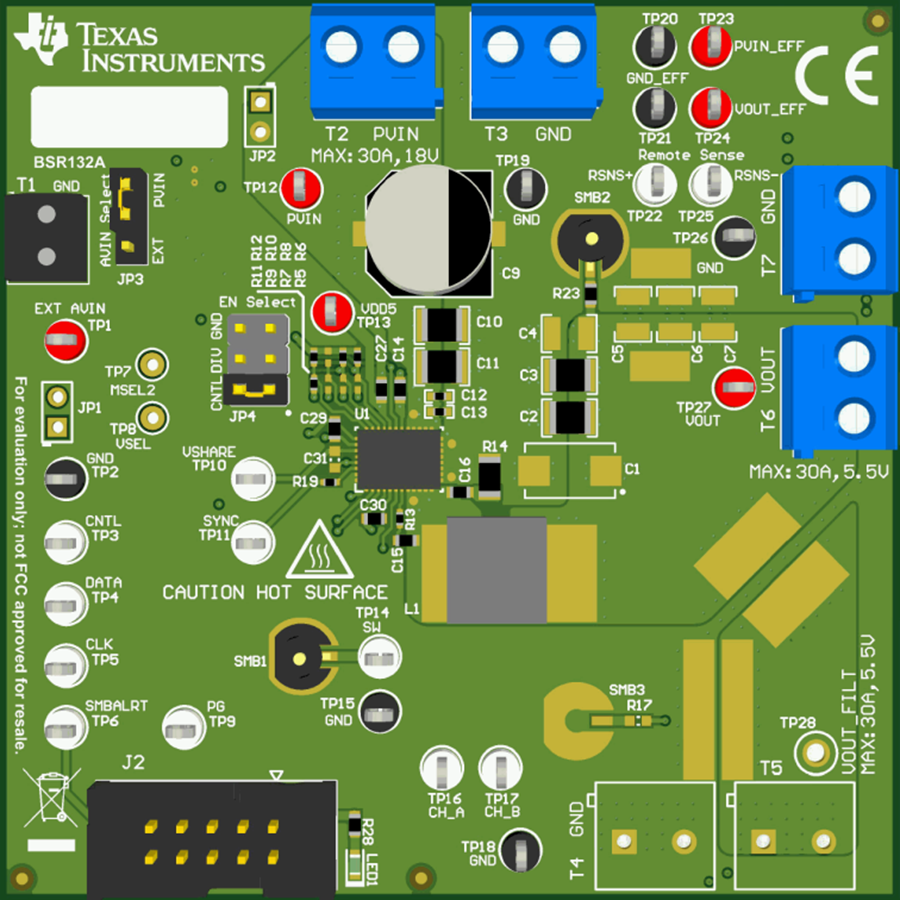 机械图纸 - Texas Instruments TPS546A24AEVM-1PH转换器评估模块