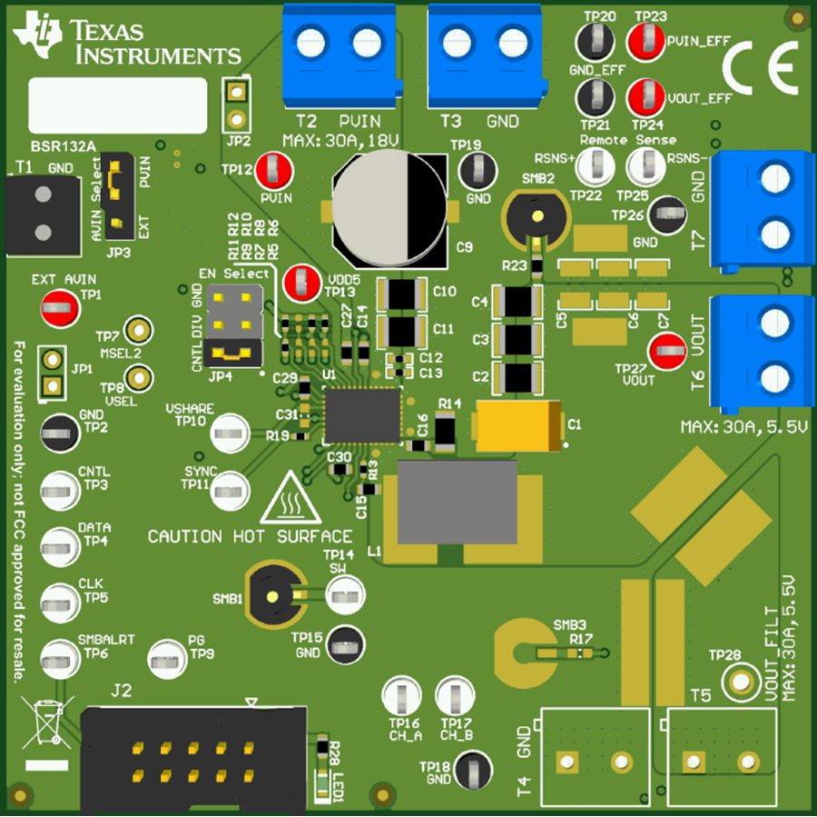 机械图纸 - Texas Instruments TPS546B24AEVM-1PH转换器评估模块
