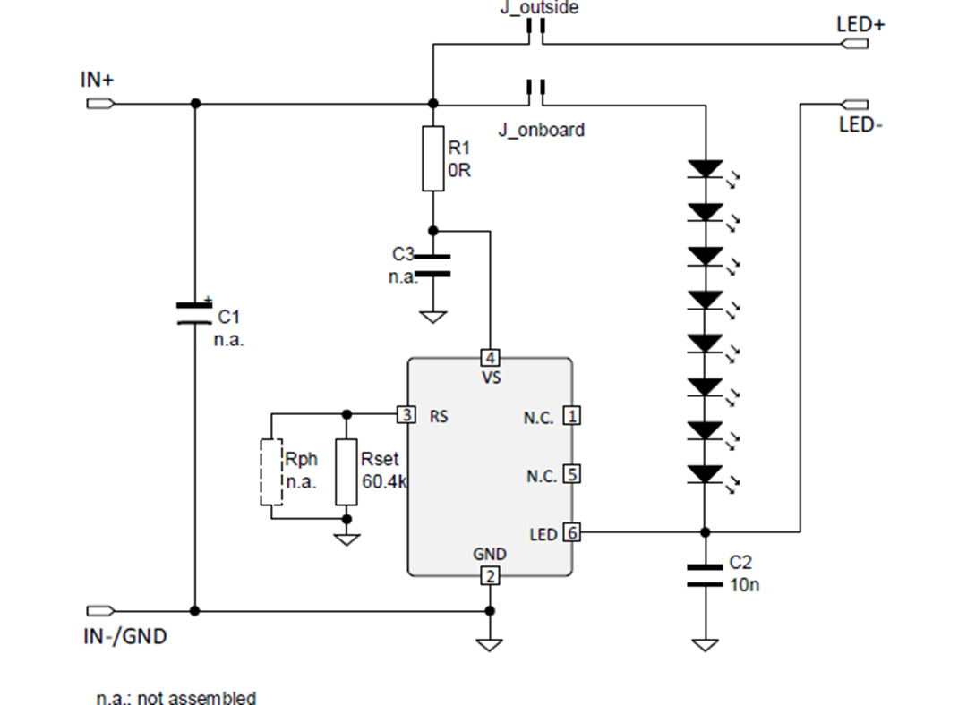 原理图 - Infineon Technologies BCR431U LED驱动器评估板