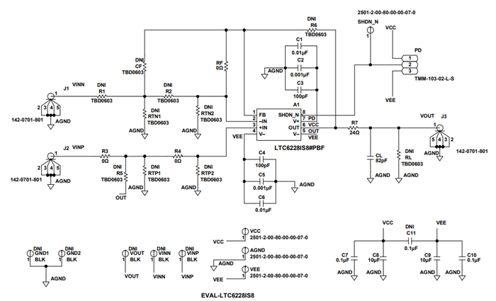原理图 - Analog Devices Inc. EVAL-LTC6228IS8 评估板