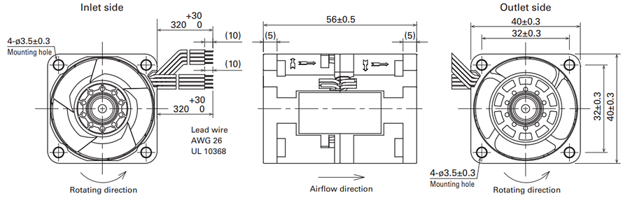 Sanyo Denki San Ace 40 9CRJ Type Counter Rotating Fan