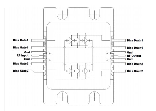 机械图纸 - MACOM CMPA1C1D080F 90W GaN MMIC功率放大器