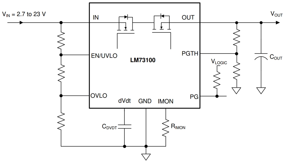 原理图 - Texas Instruments LM73100 5.5A理想二极管