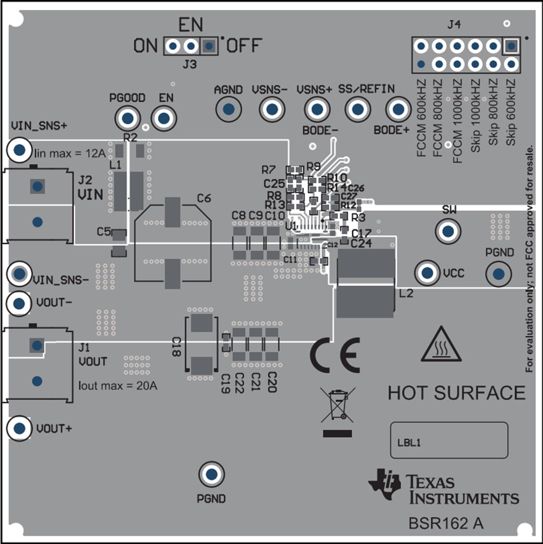 机械图纸 - Texas Instruments TPS548B27EVM-162转换器评估模块