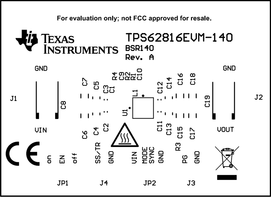机械图纸 - Texas Instruments TPS62816EVM-140转换器评估模块