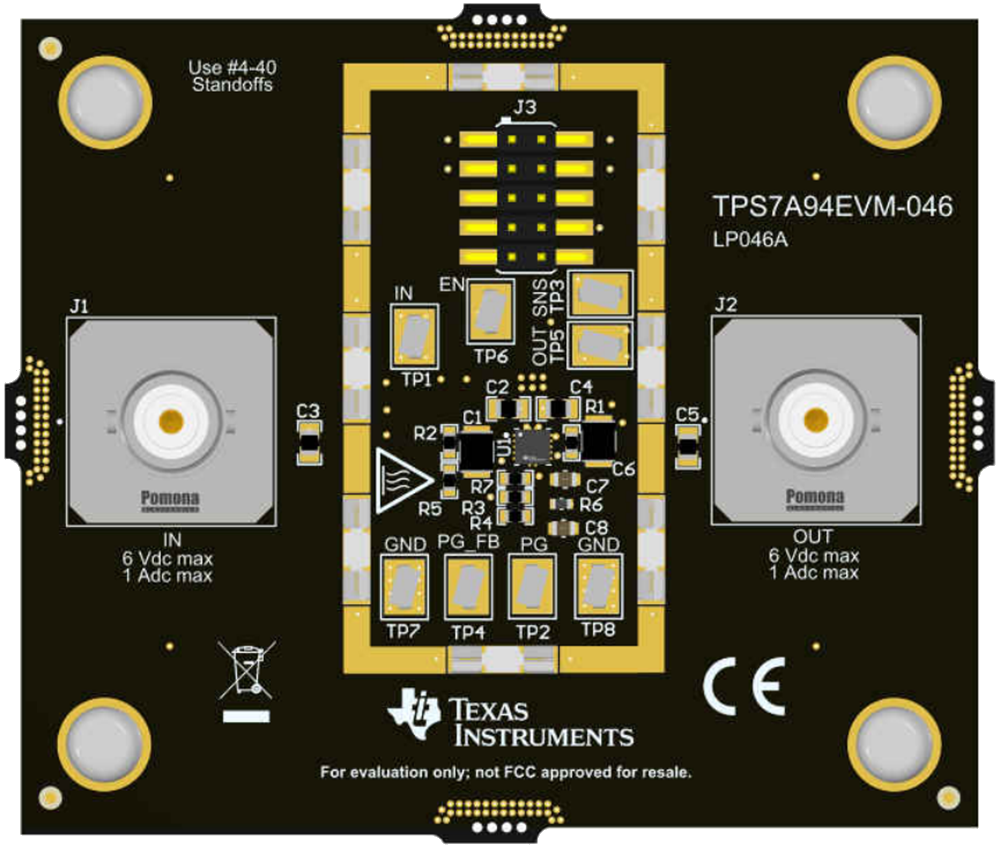 机械图纸 - Texas Instruments TPS7A94EVM-046稳压器评估模块 (EVM)