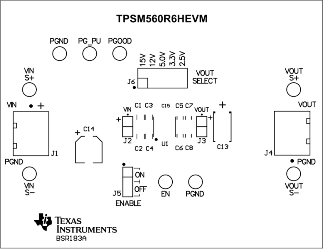 机械图纸 - Texas Instruments TPSM560R6xEVM评估模块 (EVM)