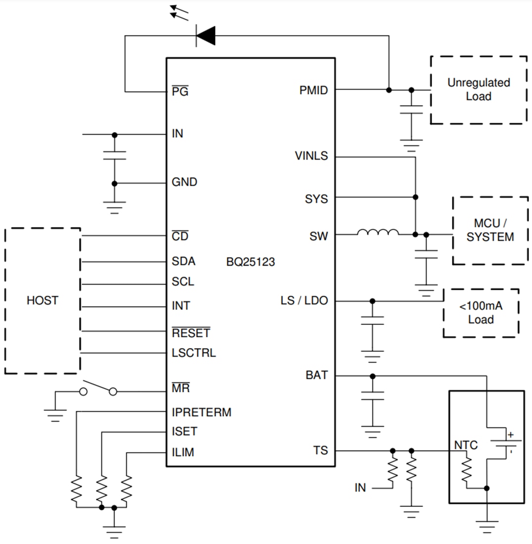 原理图 - Texas Instruments bq25123电池充电管理解决方案