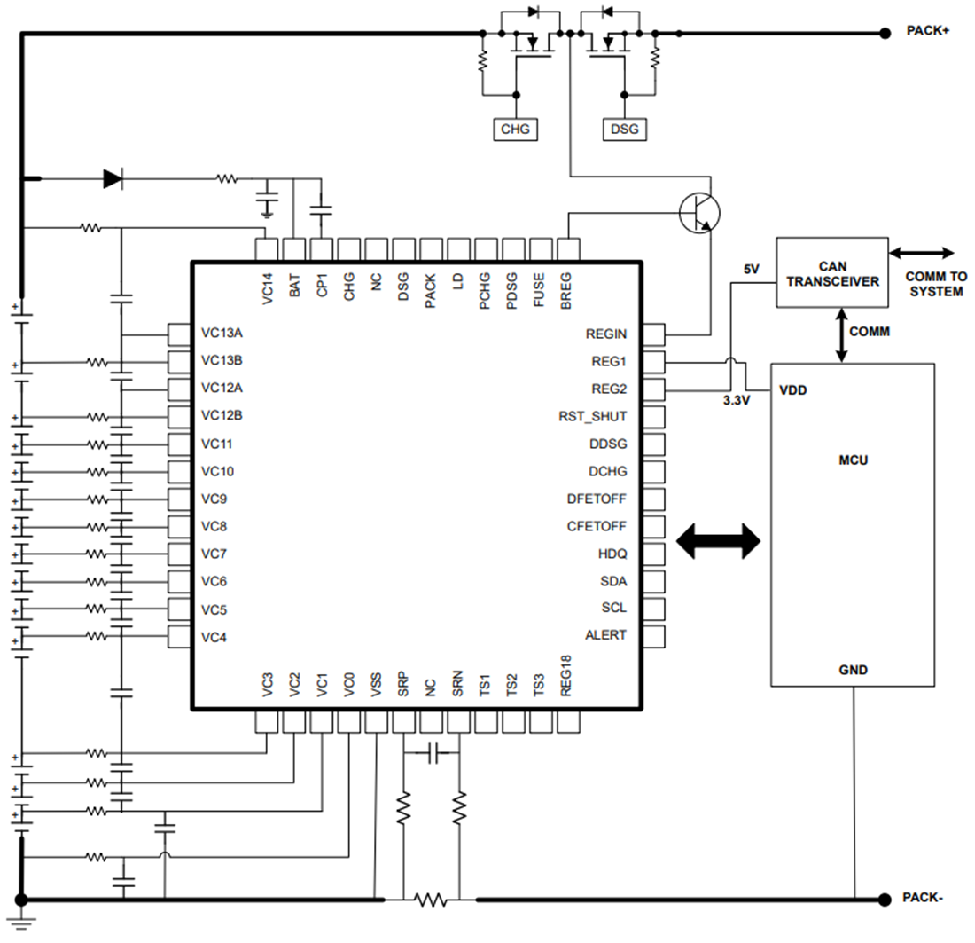 原理图 - Texas Instruments bq769142电池监视器和保护器