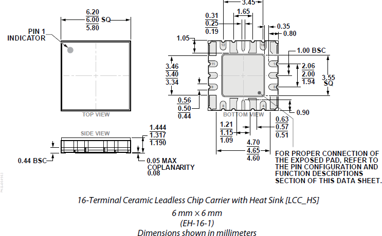 机械图纸 - Analog Devices Inc. HMC8342 x2有源宽带倍频器