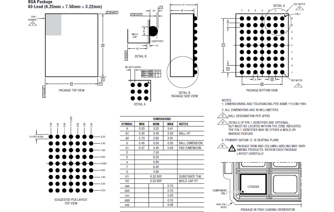 机械图纸 - Analog Devices Inc. LTM4705 DC-DC μModule®稳压器 机械图纸 - Analog Devices Inc. LTM4705 DC-DC μModule®稳压器